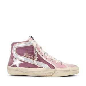 Golden Goose Slide Sneaker Pink and Silver High-Top Sneakers